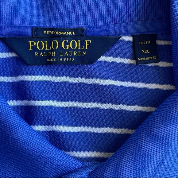 Ralph Lauren Polo Golf Performance Shirt X LARGE Blue White Stripe - Picture 7 of 7